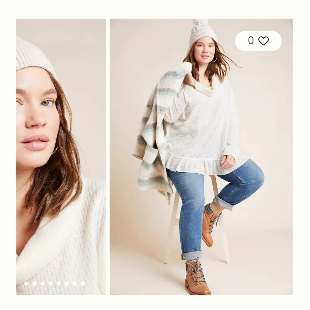 Anthropologie Maeve Addie Ruffled Hacci Pullover Size XSMALL-SMALL